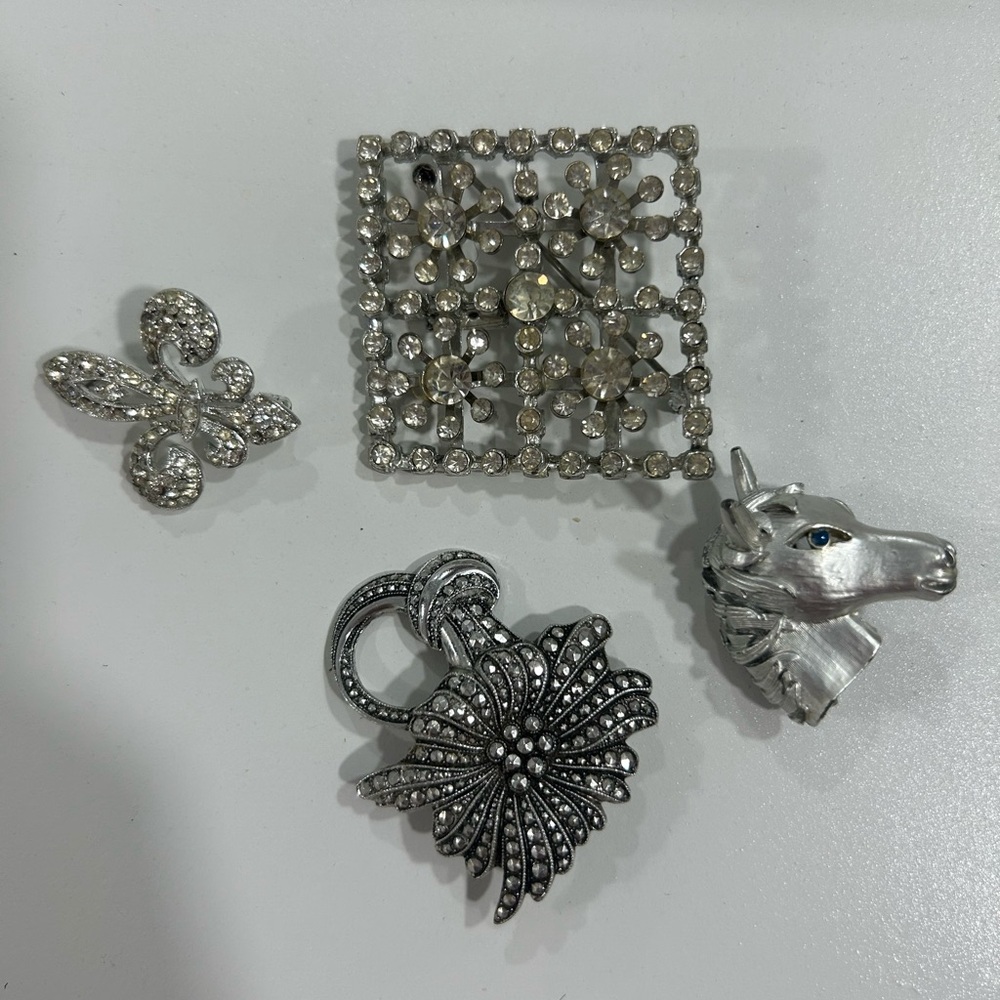 Silver-Tone Crystal Brooch Collection - Multi Styles